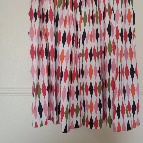 Pinup Couture Bella Gathered Harlequin Swing Skirt Womens Size L Colorful Cotton